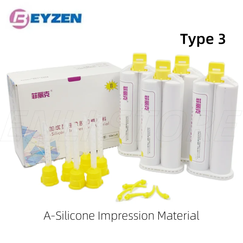

50ml*2/4 BEYZEN Light Body Type 3 Dental Add Molding Silicone Rubber Impression Material Secondary Dental Reproduction Materials