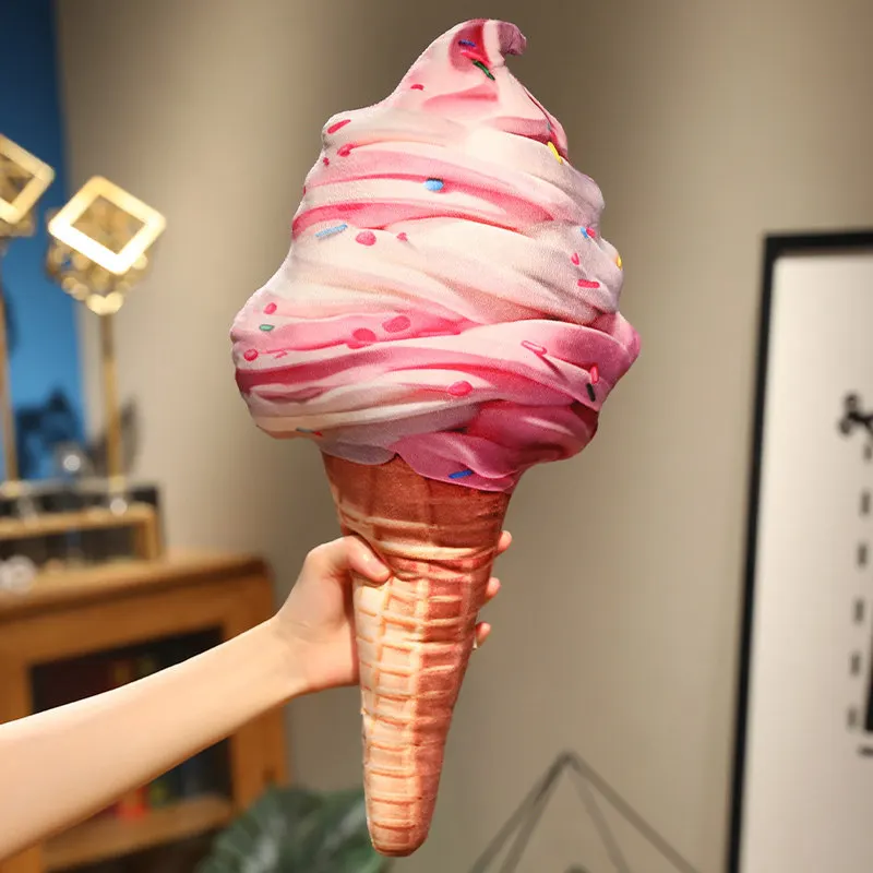 Funny Simulated Ice Cream Plush Doll,Sweet Cone Stuffed Toy Pillow,Soft Party Dance Prop, Creative Gift for Kids Home Room Decor