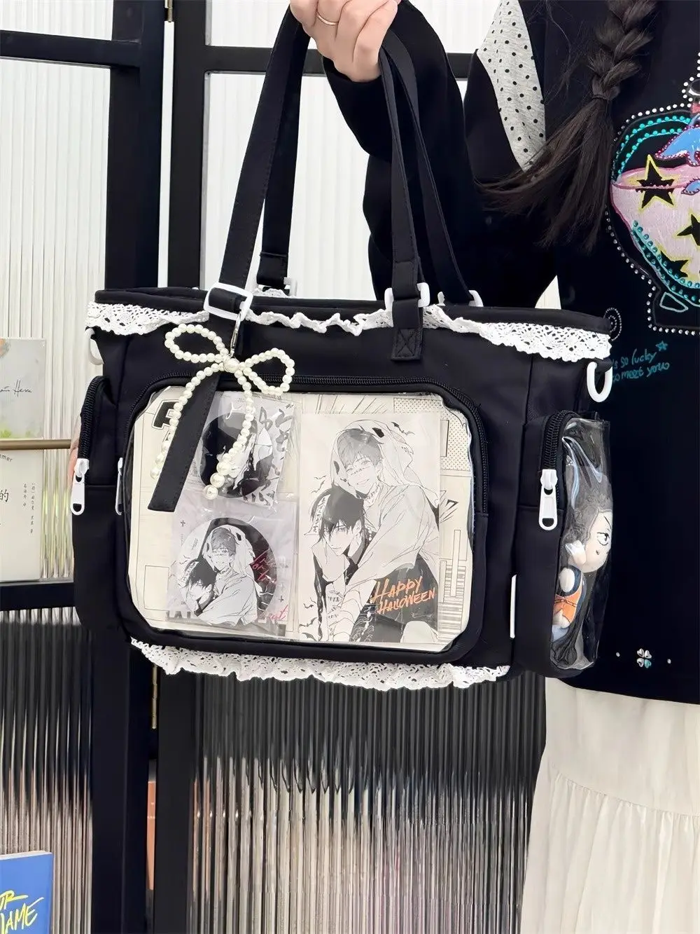 Japanische Ins Mädchen Weiche Mädchen Umhängetasche Y2K JK Uniformen Transparent Ulzzang Ita Tasche Student Pendeln Einkaufstasche – Detail 13