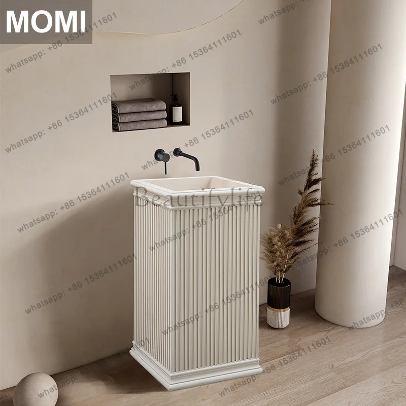 Wabi Sand Wind Designer Travertine Pillar Basin Square Art Creative Personality Wash Table