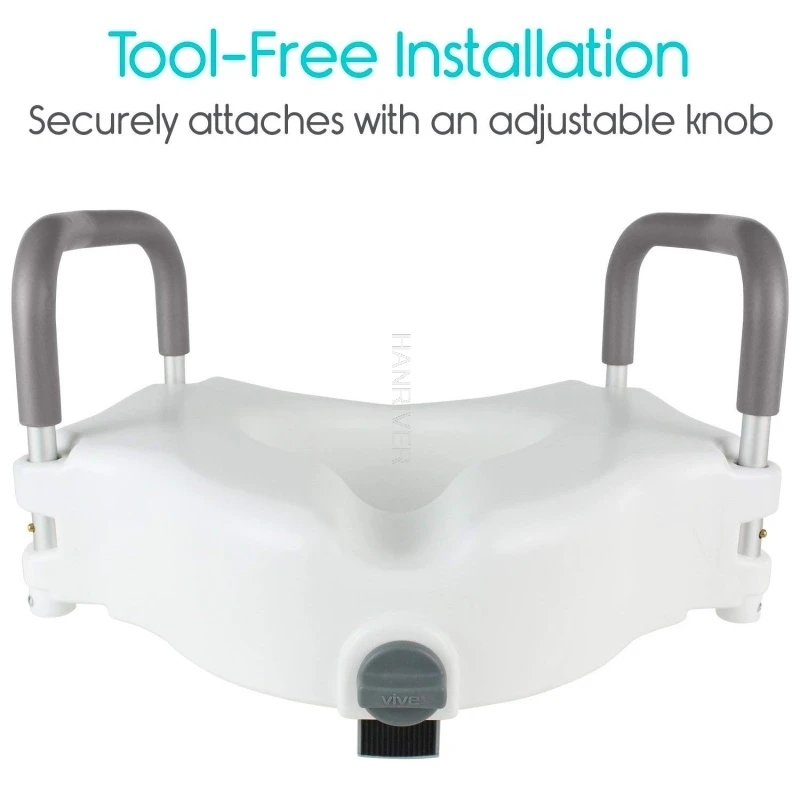 Portable Elevated Riser with Padded Handles - Toilet Seat Lifter for Bathroom Safety - Assists Disabled, Elderly or Handicapped