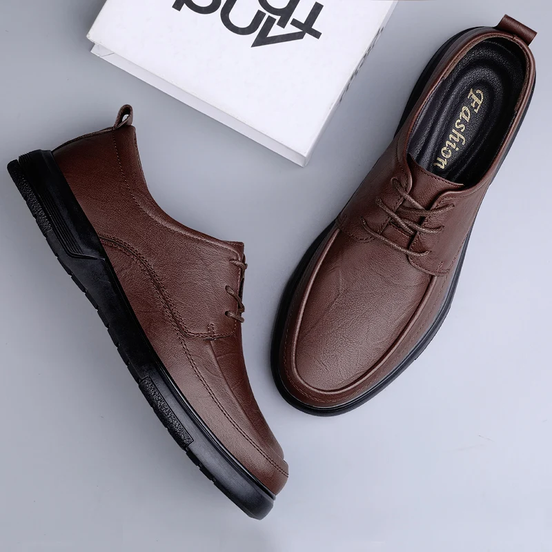 Spring Autumn Man Genuine Leather Casual Shoes Luxury Derby Shoes Lace-Up Male Flats Business Mens Footwear Classic Oxford Shoes