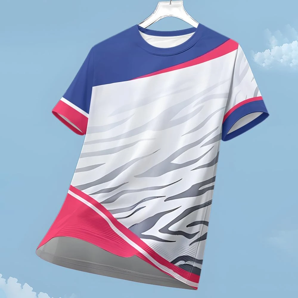Men's Clothing Stripe Graphic T Shirt Running Badminton Sportswear Outdoor Short Sleeve Quick Drying Lightweight Men's T-Shirt