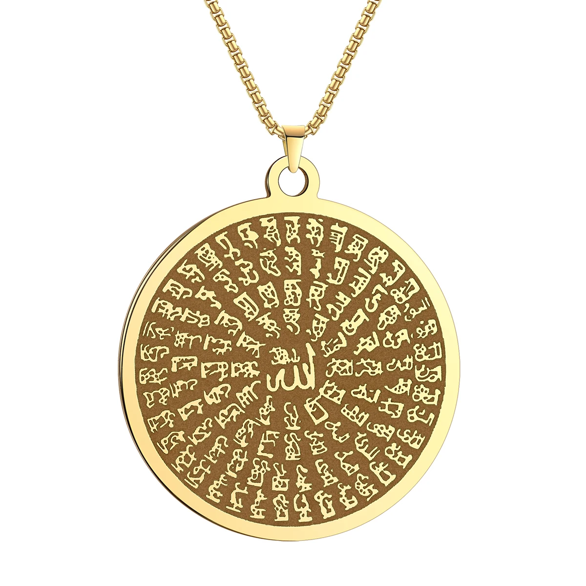 Islamic Fashion Muslim Alla Necklace 99 Names Mysterious Symbol Pendant Asmaulhusna (Names of Allah) Islamic Men's Necklace