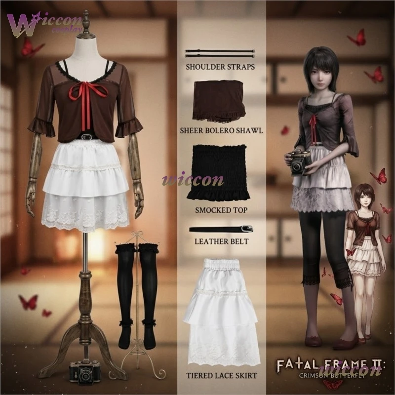 

Костюм для косплея Mayu Amakura Zero Red Butterfly REMAKE Orchid: топ и платье для женщин, наряд для Хэллоуина и карнавальных вечеринок