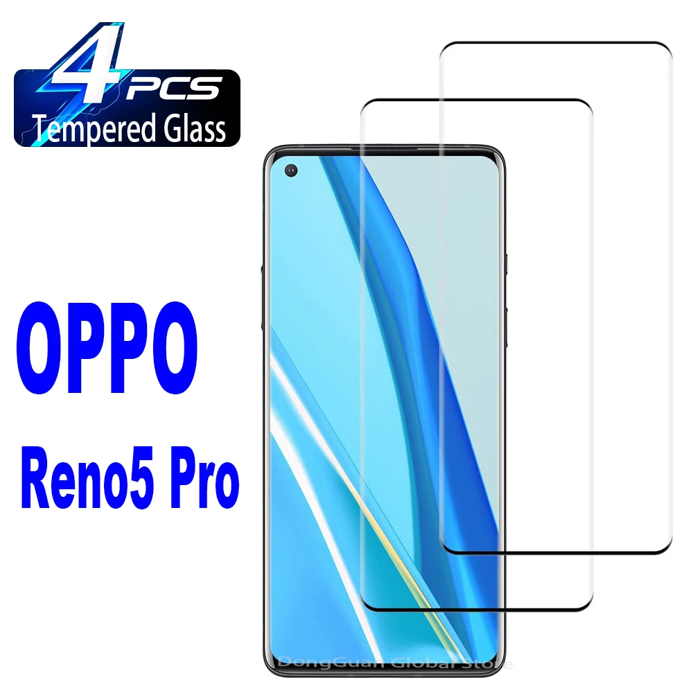 

1/4 шт. 3D изогнутое закаленное стекло для Oppo Reno5 Pro Защитная стеклянная пленка для экрана