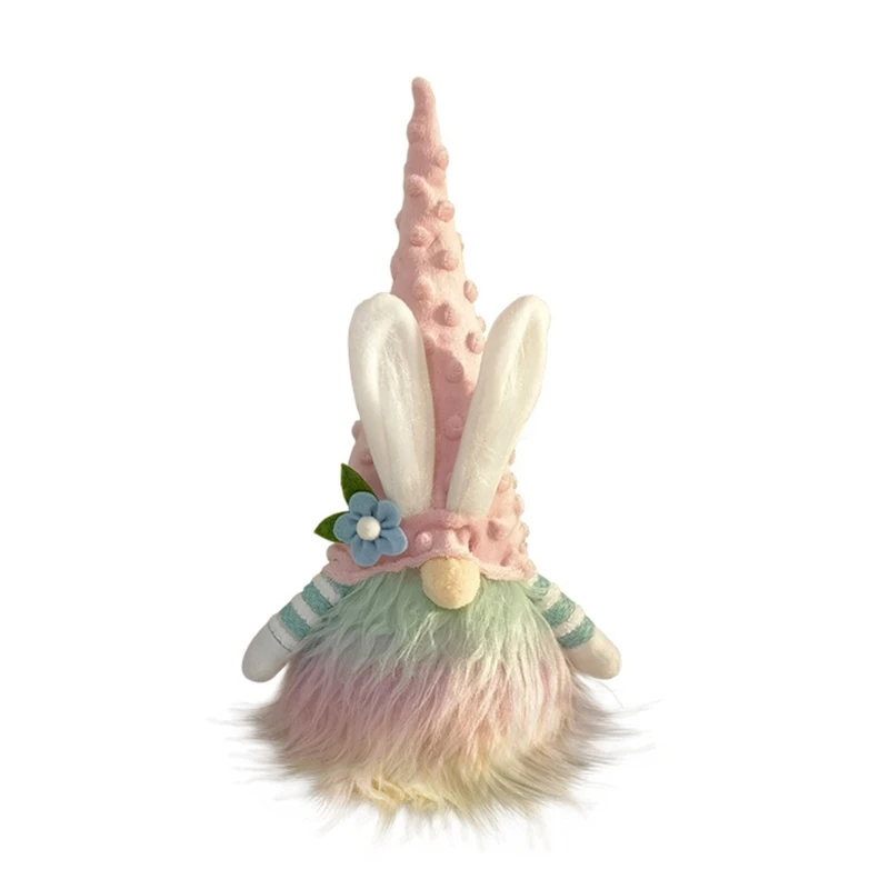 Easter Bunny Gnome Wearing Hat Spring Decorative  Kid Gift for School Office Dormitory Tabletop Decoration Accessory