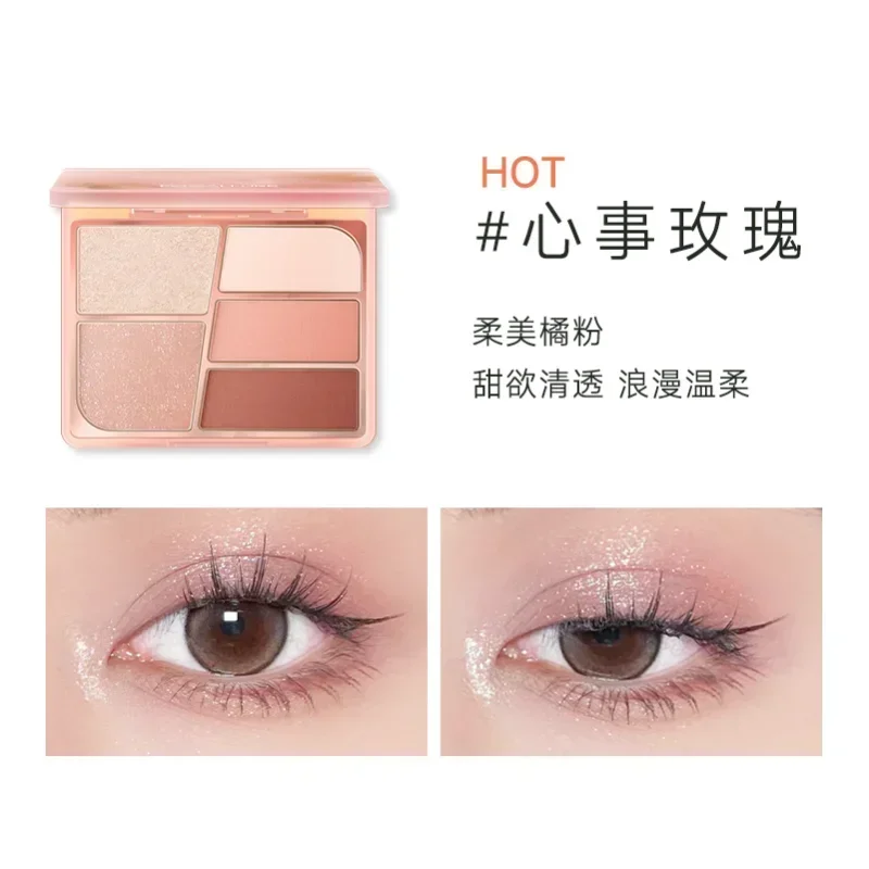 Focallure 5-kleuren Oogschaduw Palet Matte Parelgeur Shimmer langdurige Rose Kleur Waterdicht Anti-zweet Korea Make-Up Cosmetische