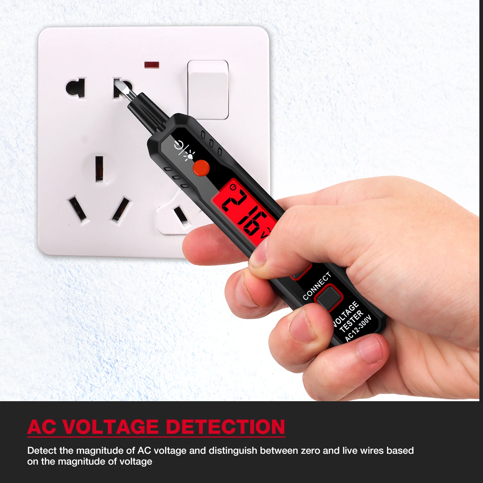 Imagem -03 - Habotest Testador em Caneta Detectora de Tensão Elétrica Ajustável Circuito sem Contato 300v ac Tensão Backlight Tester Ht89