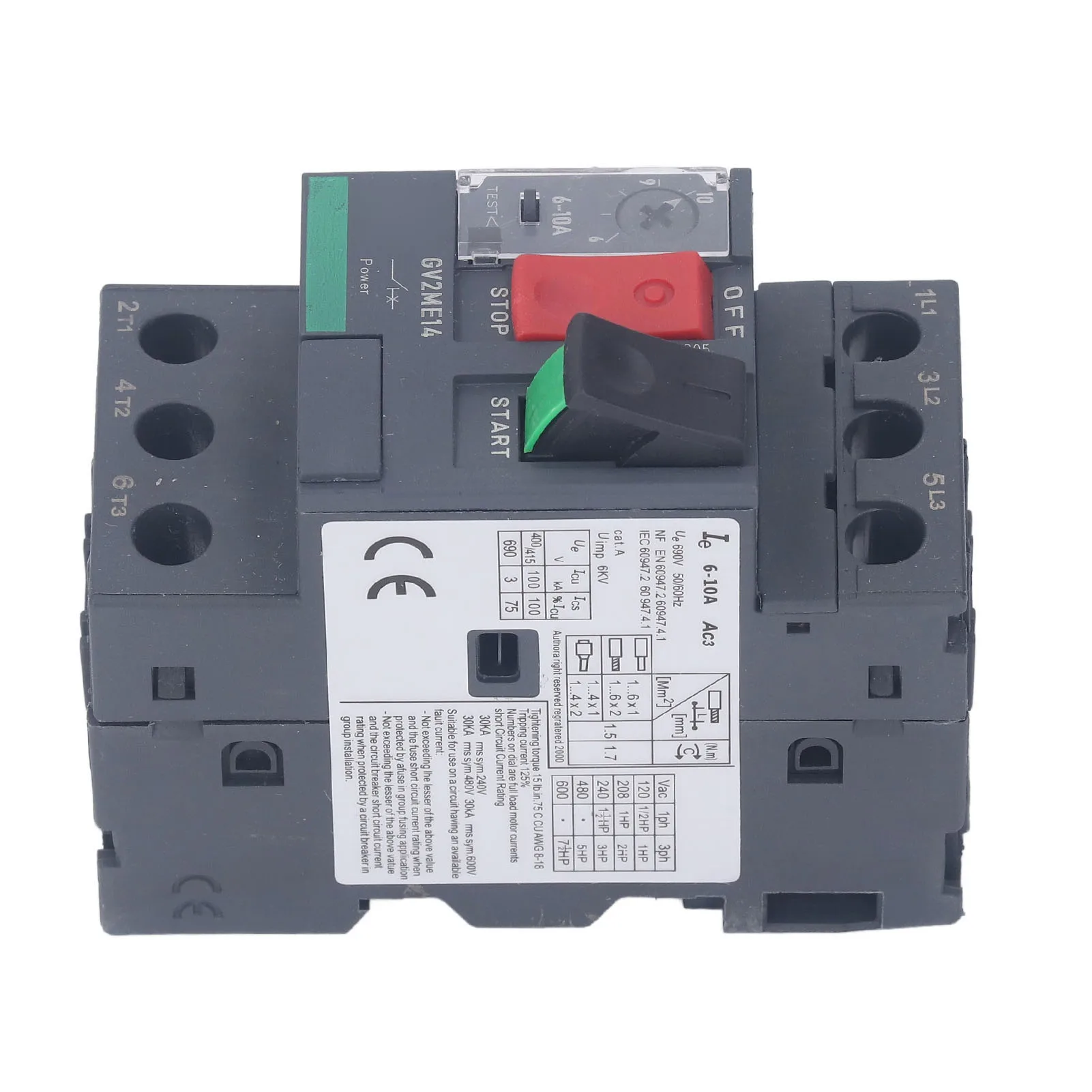 Motor Circuit Breaker Overload Protection Thermal Magnetic Manual Motor Starter Button Rail Mount AC690V