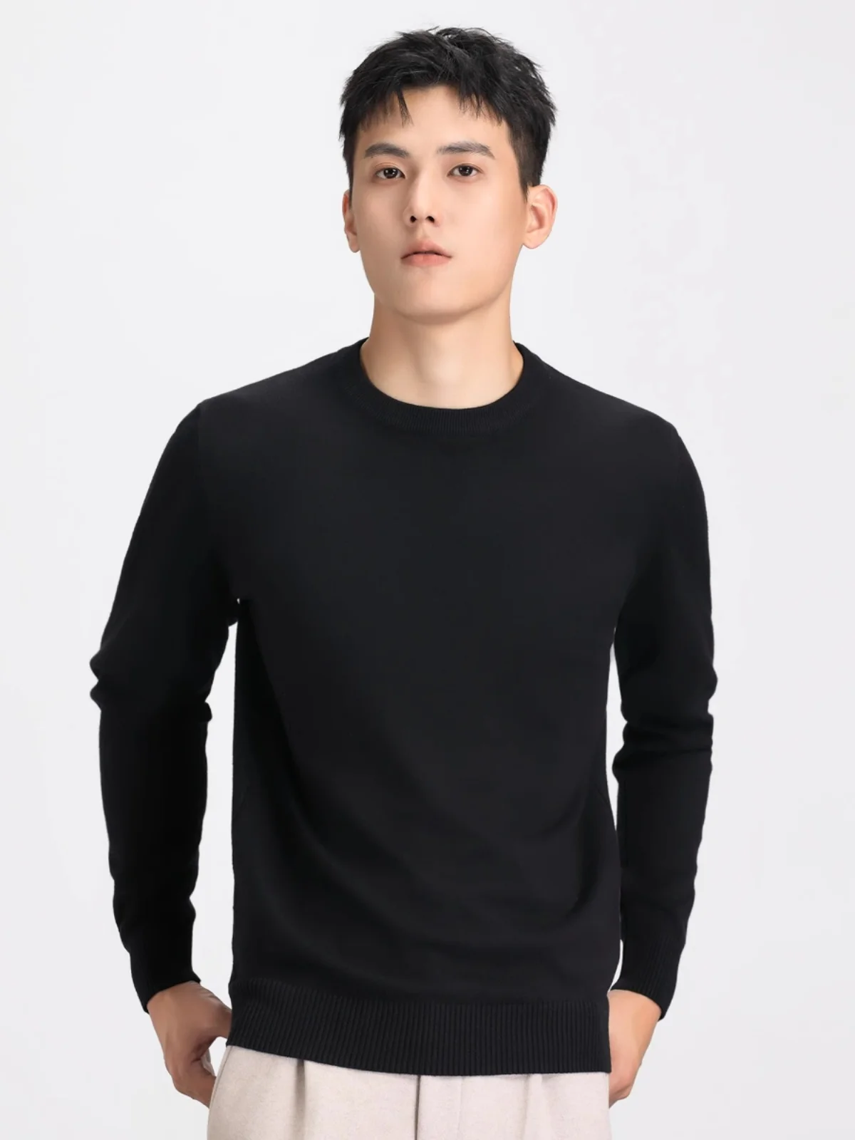 

Men's round Ne Knitted Sweater Fce Lined Casual Sle Overhead Autumn Winter New Arrival Faionable Urban Busin Casual