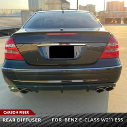 Carbon Fiber/FRP Black Racing Rear Bumper Diffuser Lip Spoiler for Mercedes Benz E-Class W211 E55 AMG Sedan 4-Door 2002-2006