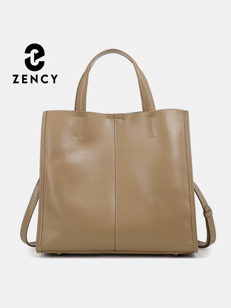 

Zency Genuine Leather Shoulder Bag For Commuters Large Capacity Shopper Women Retro Handbag Ladies Tote Bags Cross body