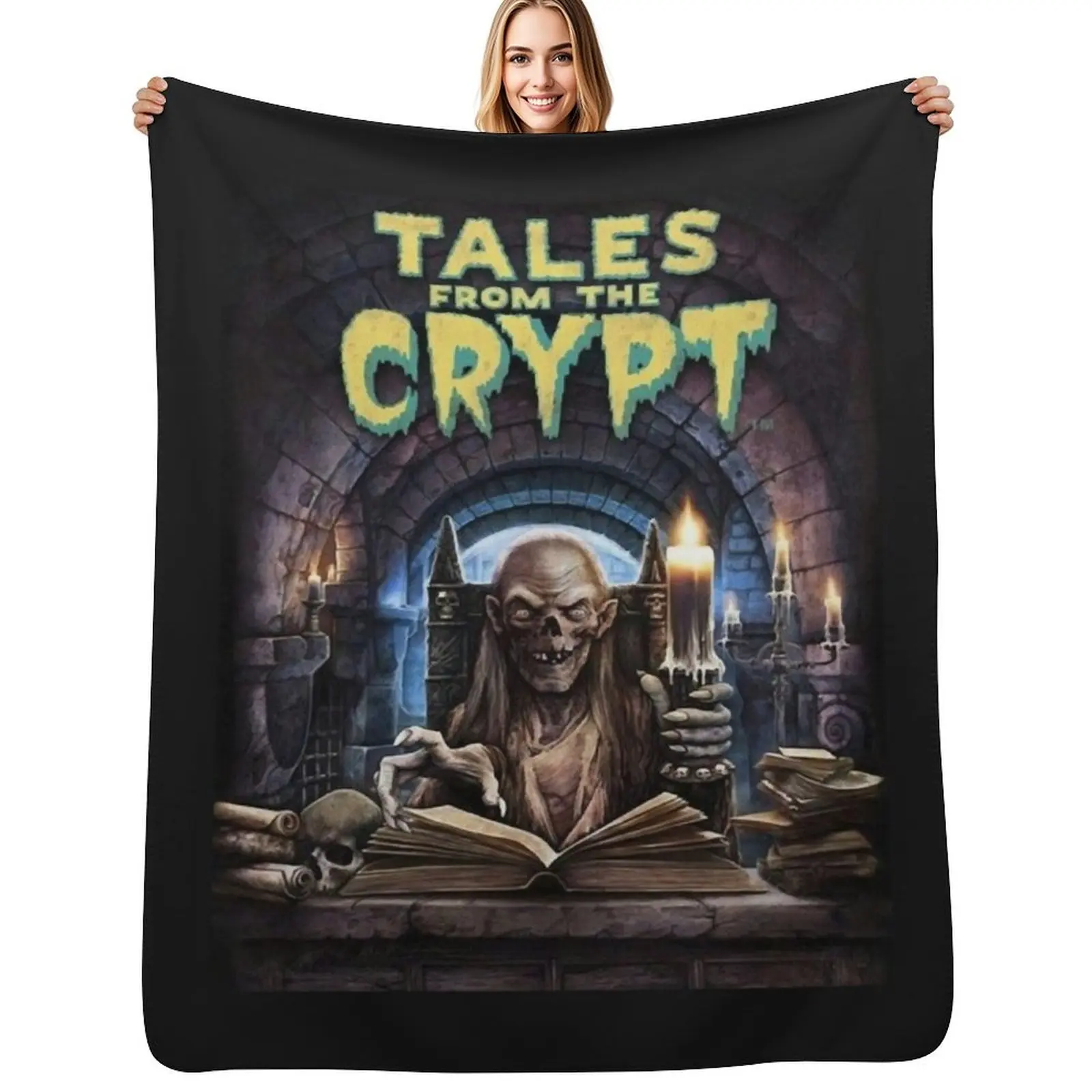 

Tales From The Crypt Skull Classic T-Shirt Throw Blanket Beach Hairys Hair Decoratives Blankets