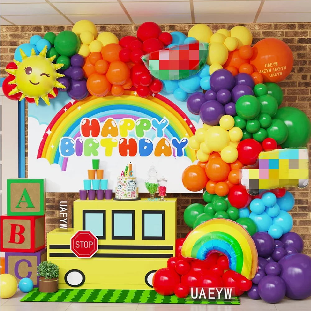 

1Set Back to School Balloon Arch Garland Kit School Bus Pencil Foil Balloon 2024 Opening Ceremony Party Decor Classroom Supplies