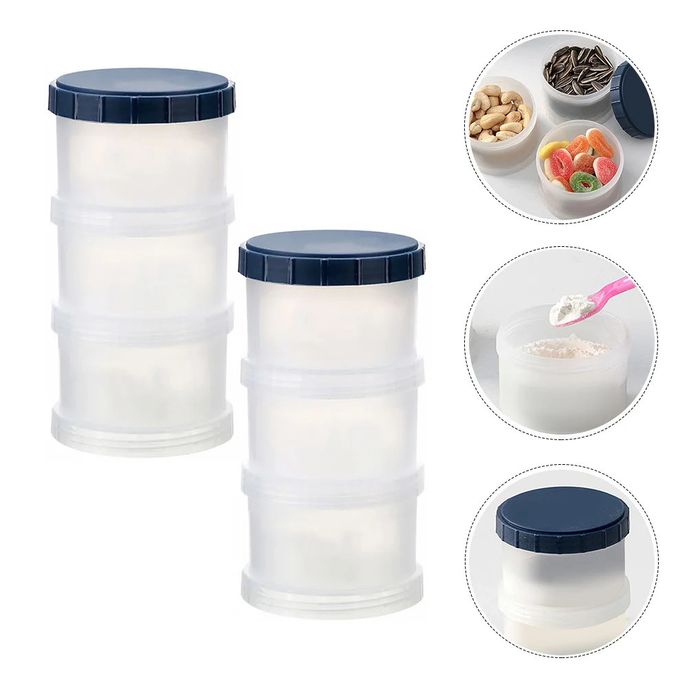 

2Sets Baby Milk Powder Box Portable 3 Layers Large Capacity Storage Container Sealed Airtight Baby Food Snack Holder Carry Case