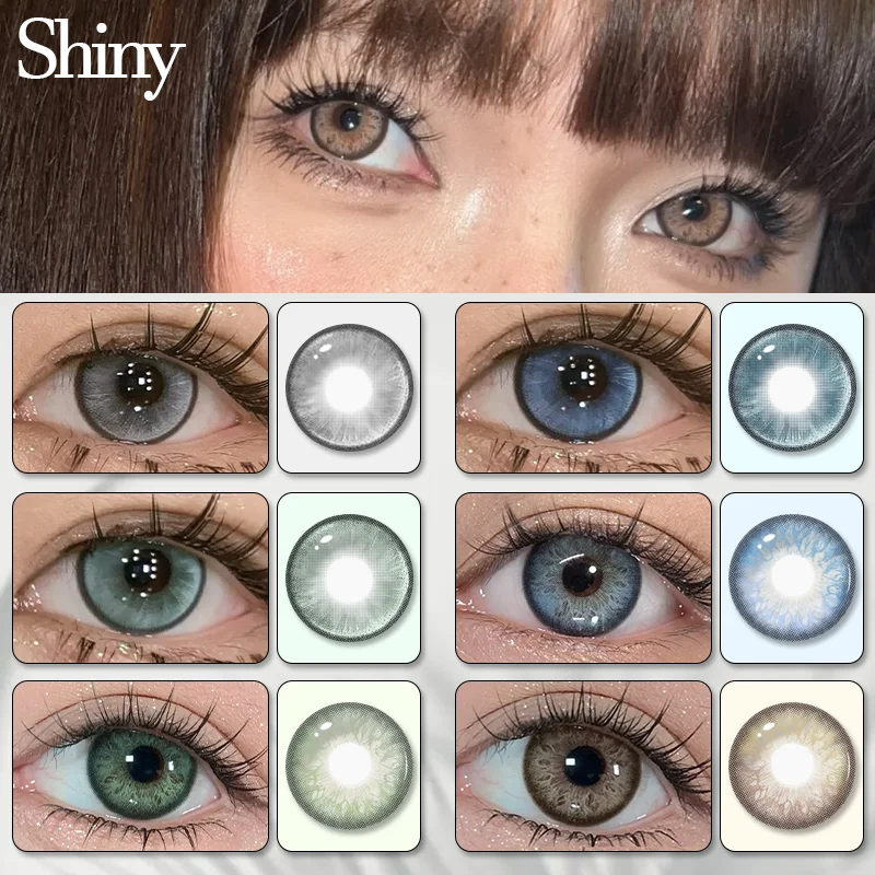 DUOXIU 1 par de lentes de contato coloridas para miopia anual para olhos marrons - moda rosa azul pupila cosplay lentes macias