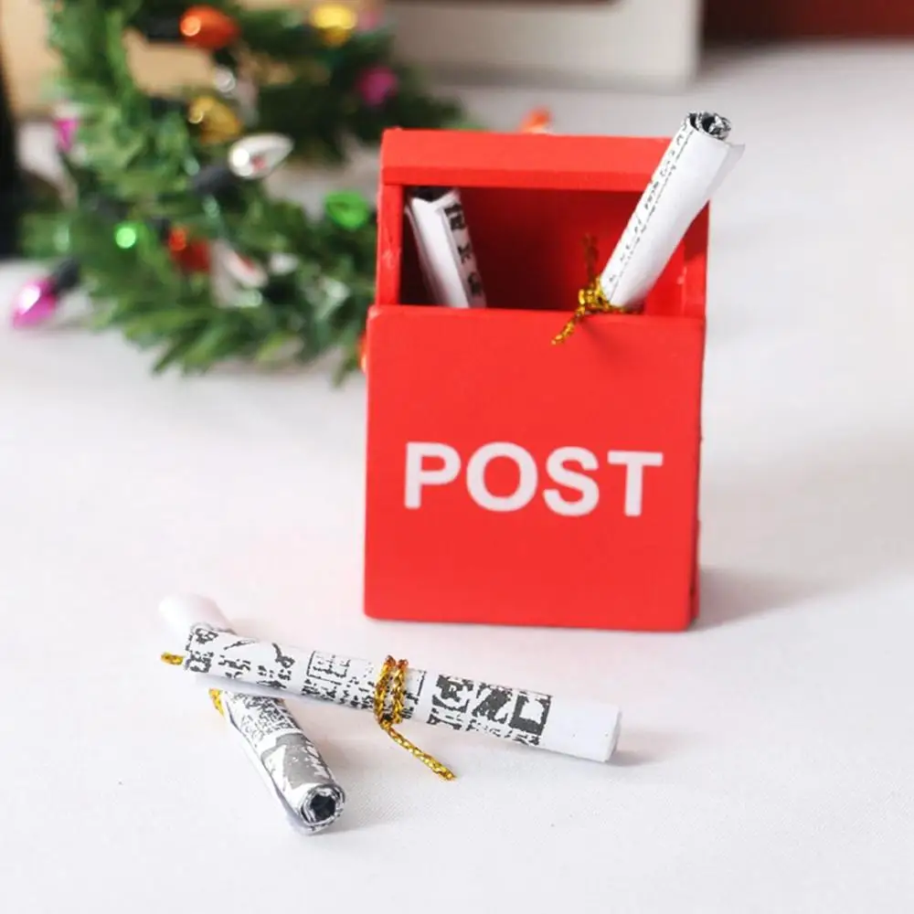 1/12 Doll House Decor Kids Toy Red Newspaper Miniature Dollhouse Accessories Mailbox Ornamant Mail Box