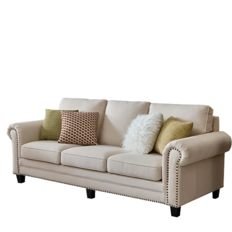 Nordic fabric sofa simple small apartment living room single double three combination straight row all solid wood removable and