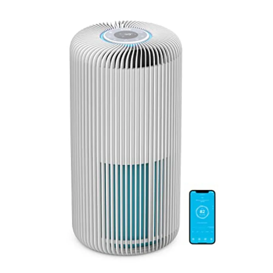 

Smart Air Purifier for Large Rooms 1050 sq. ft. in 30 min 5 Stage Filtration White Smartphone Compatible Traps Germs Smoke Dust