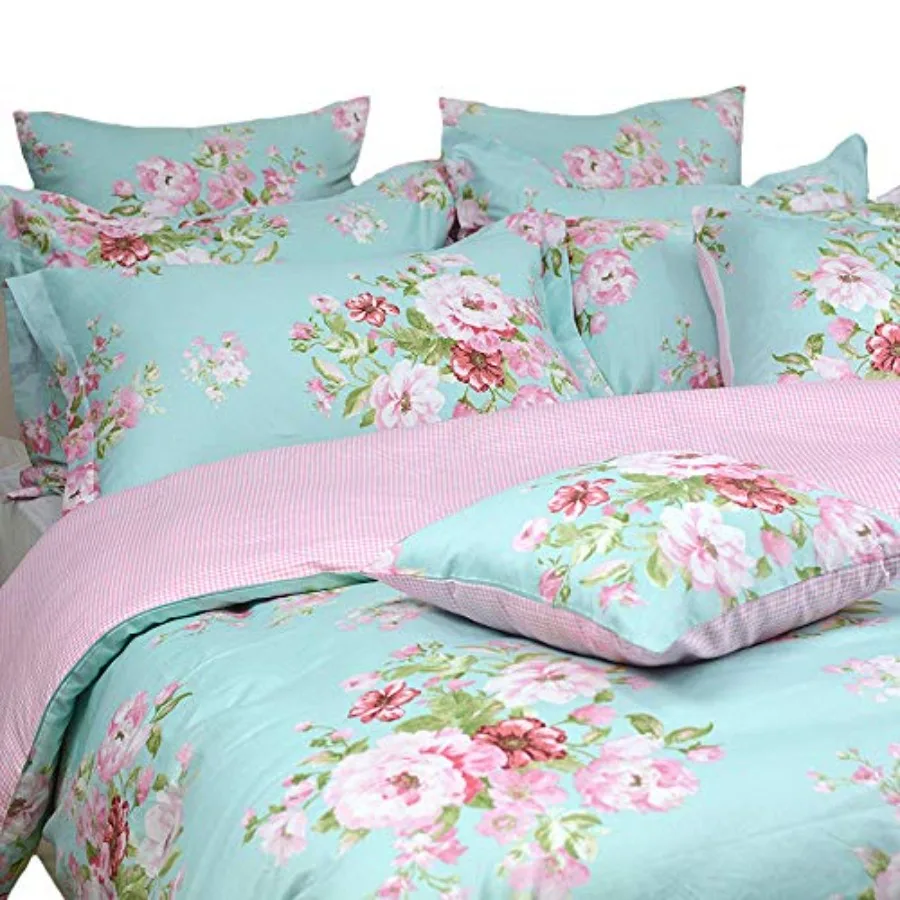 

Shabby Duvet Cover Set Grid Cotton Farmhouse Bedding with Hidden Zipper Closure 3 Pieces 1duvet Cover and 2pillowcases Size