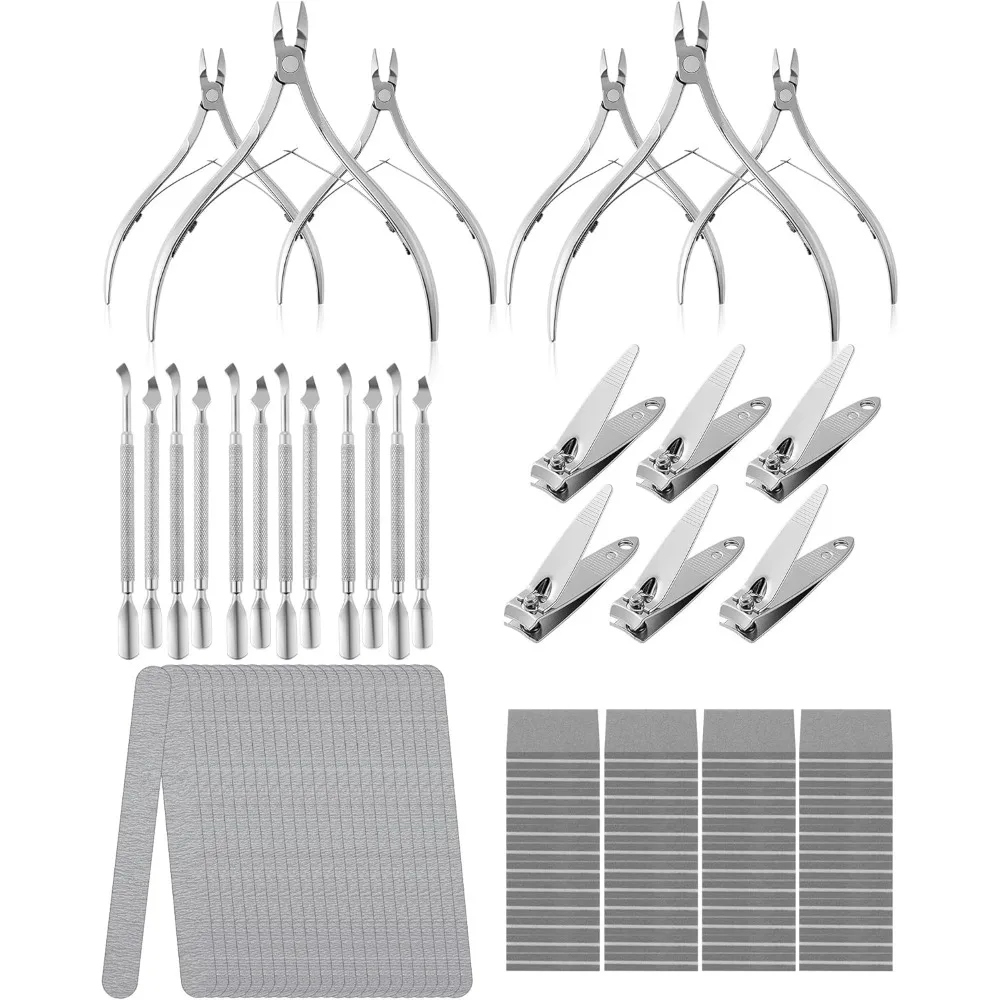 6 Manicure Set 12 in 1 Nail Pedicure Care Kit, 100/180 Nail Files, Buffer Blocks, Cuticle Remover Nippers Trimmer, Clippers, Cu