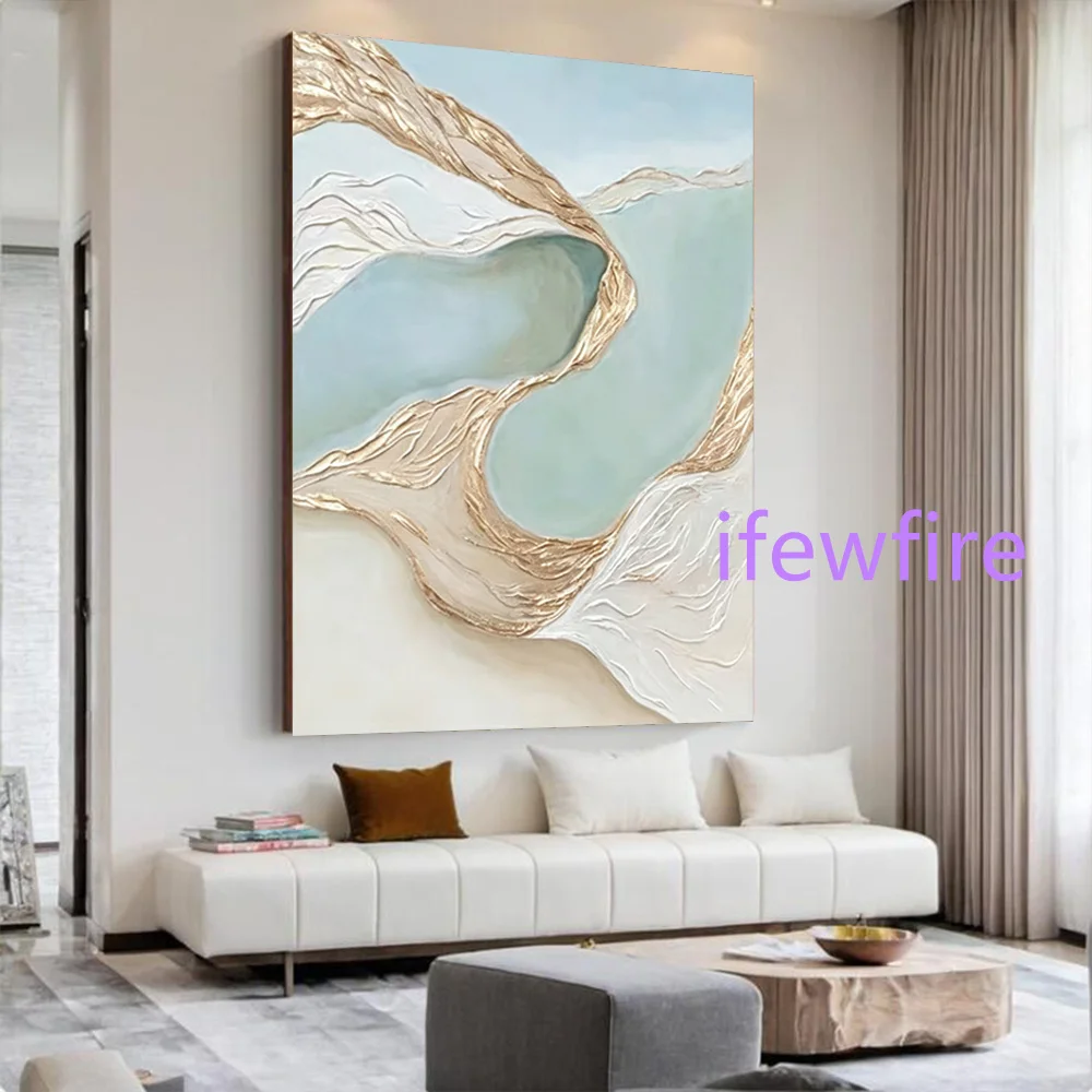Modern top Handmade Abstract Oil Painting on Canvas Mural Seaside mudflat landscape Wall Art Picture for Living Room Decor Image