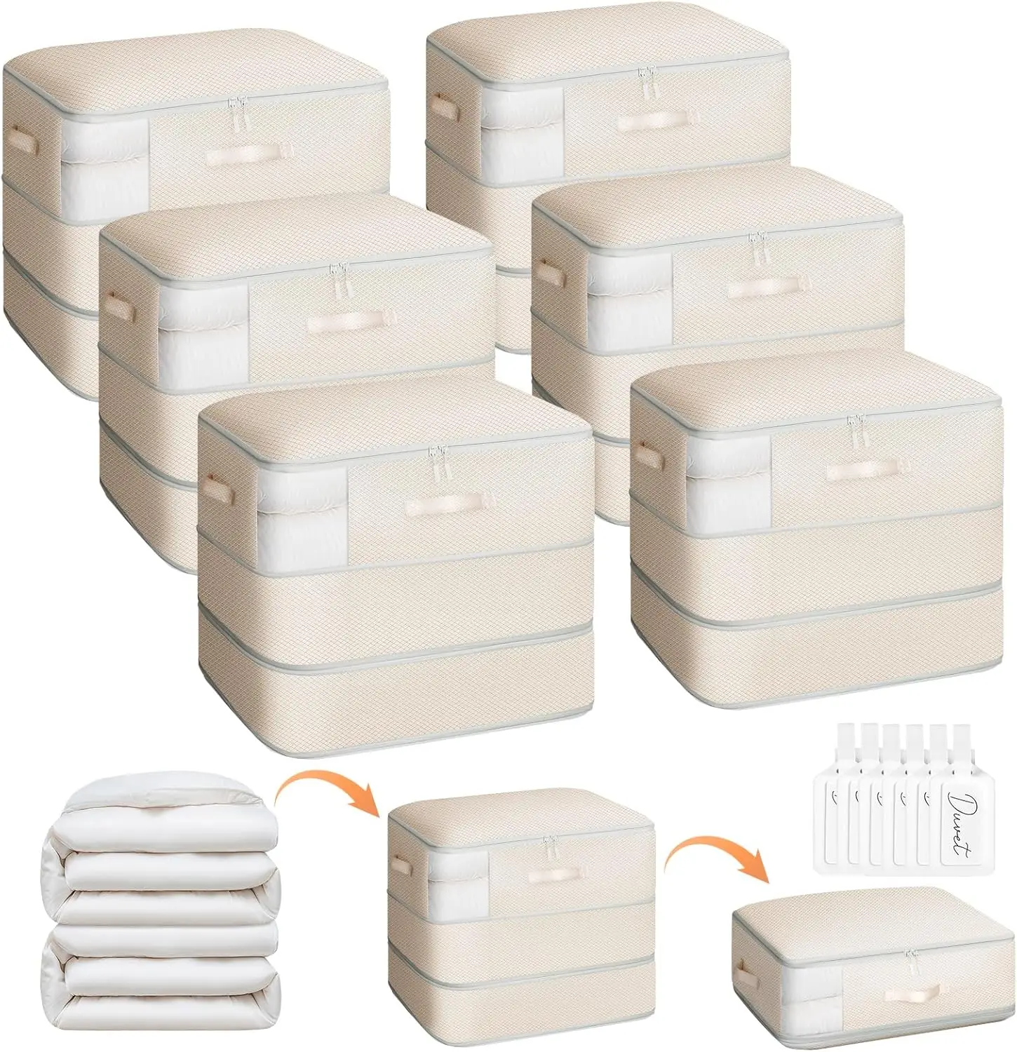 

Набор из 6 больших компрессионных мешков для хранения, 110 л, моющиеся, экономящие место органайзеры для одеял и свитеров