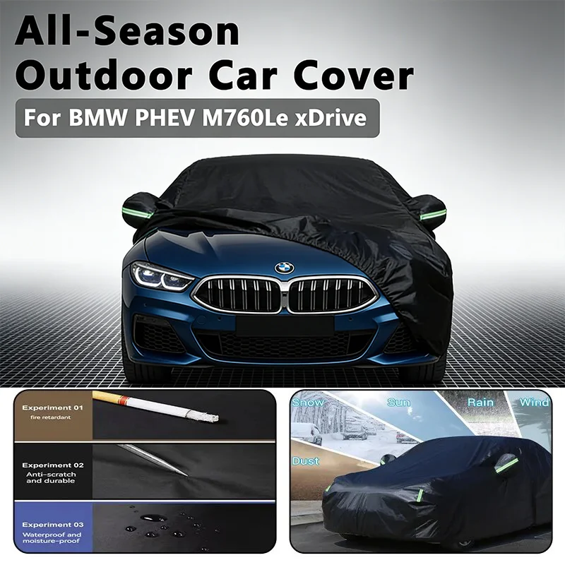 

Автомобильные чехлы для BMW PHEV M760Le xDrive, уличная защита, полные автомобильные чехлы, снежный чехол, солнцезащитный козырек, водонепроницаемый, пылезащитный, внешний вид