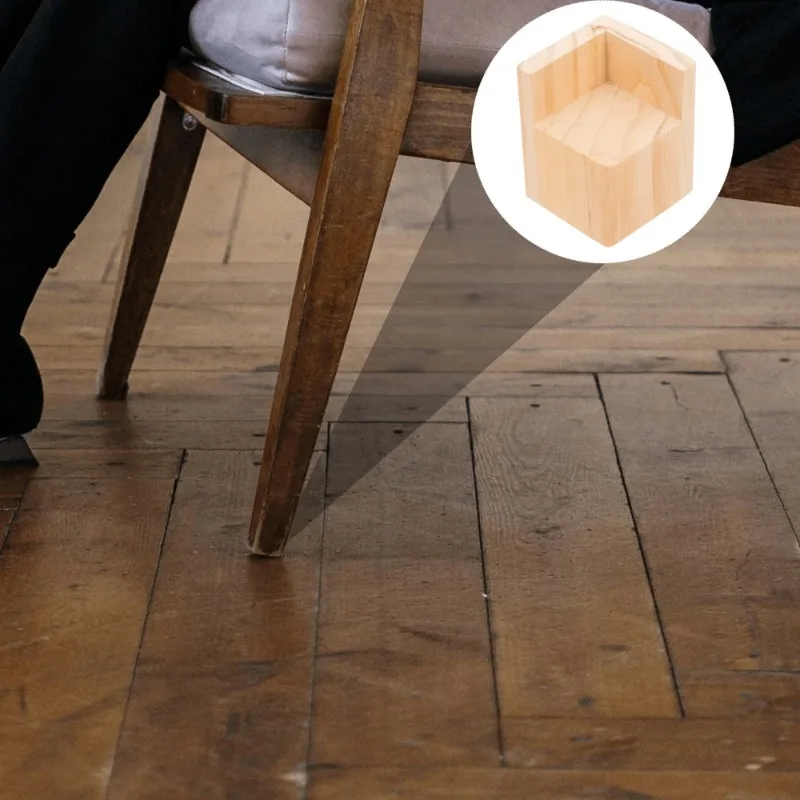 4Pcs Solid Wood Furniture Height Extenders Stackable Chair Leg Risers Heavy Duty Desk Legs Table Lifters Couch Sofa Supports Bed