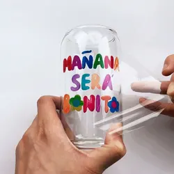 Etiqueta de transferencia a prueba de agua, pegatinas personalizadas con logotipo UV sin fondo, adhesivo transparente para botella de tarro, papelería