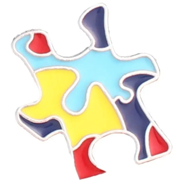 

652F Autism Awareness Puzzle Lapel Pins Autism Pins Rainbow Puzzle Brooch Autism Awareness Pin for Clothes
