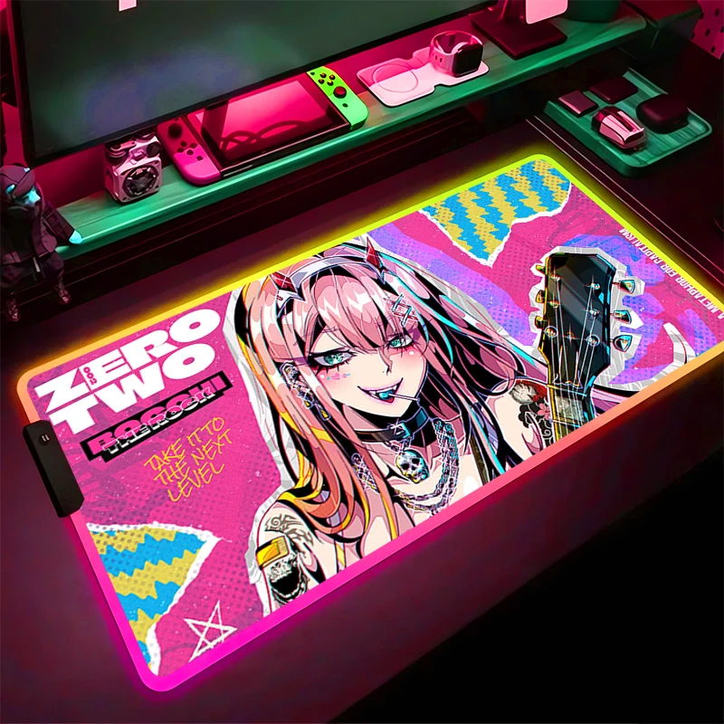 RGB Mouse Pad Non-Slip Rubber Edge locking mousepads Game play mats notebook computer With Backlit Anime sexy girl Decor