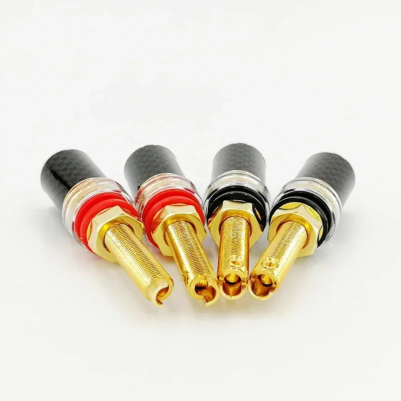 Viborg 4Pcs Hi-end BP614G Pure Copper Binding Post Carbon Fiber Gold Plated HIFI Audio Speaker Terminal for Amplifier