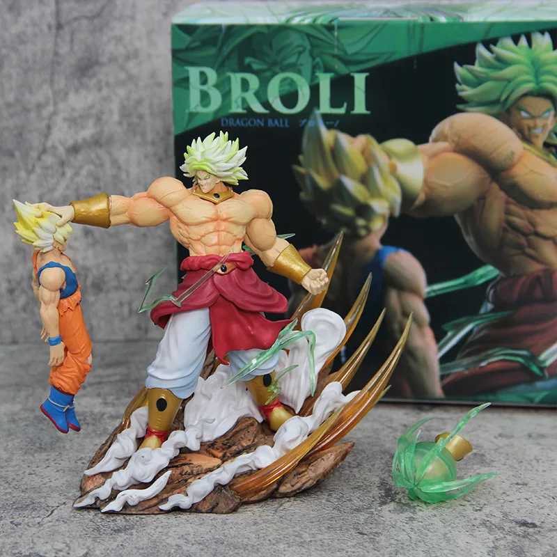 20cm Cartoon Dragon Ball Brolly Vs Son Goku Anime Action Figures Muscle Furious Bimodal Super Saiyan Model Collect Ornaments Toy