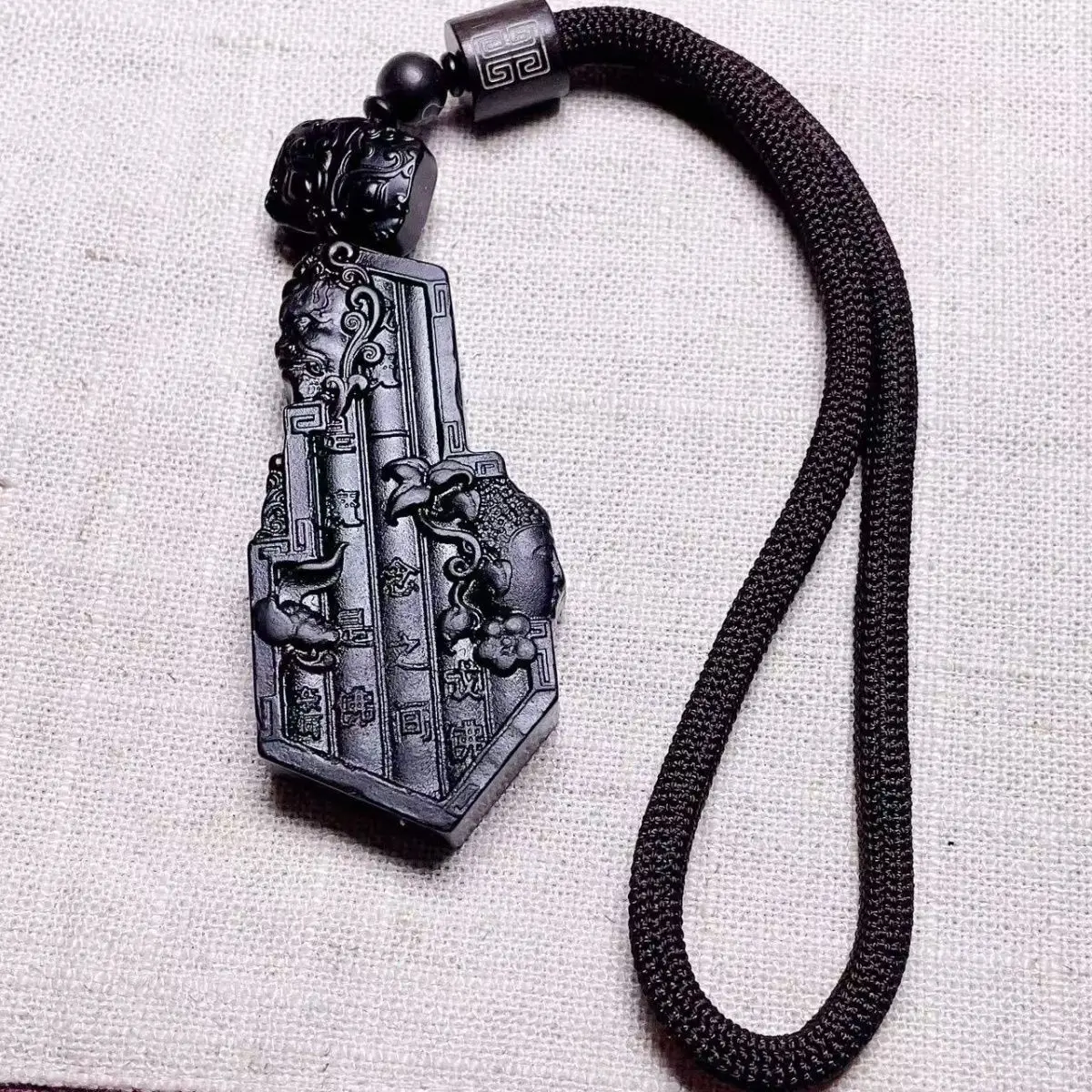 

Hetian Jade, Ink Jade, Buddha Magic Jade Tag Pendant, Double-sided Seiko Antique Enlightenment, JadPendant Between Men and Women