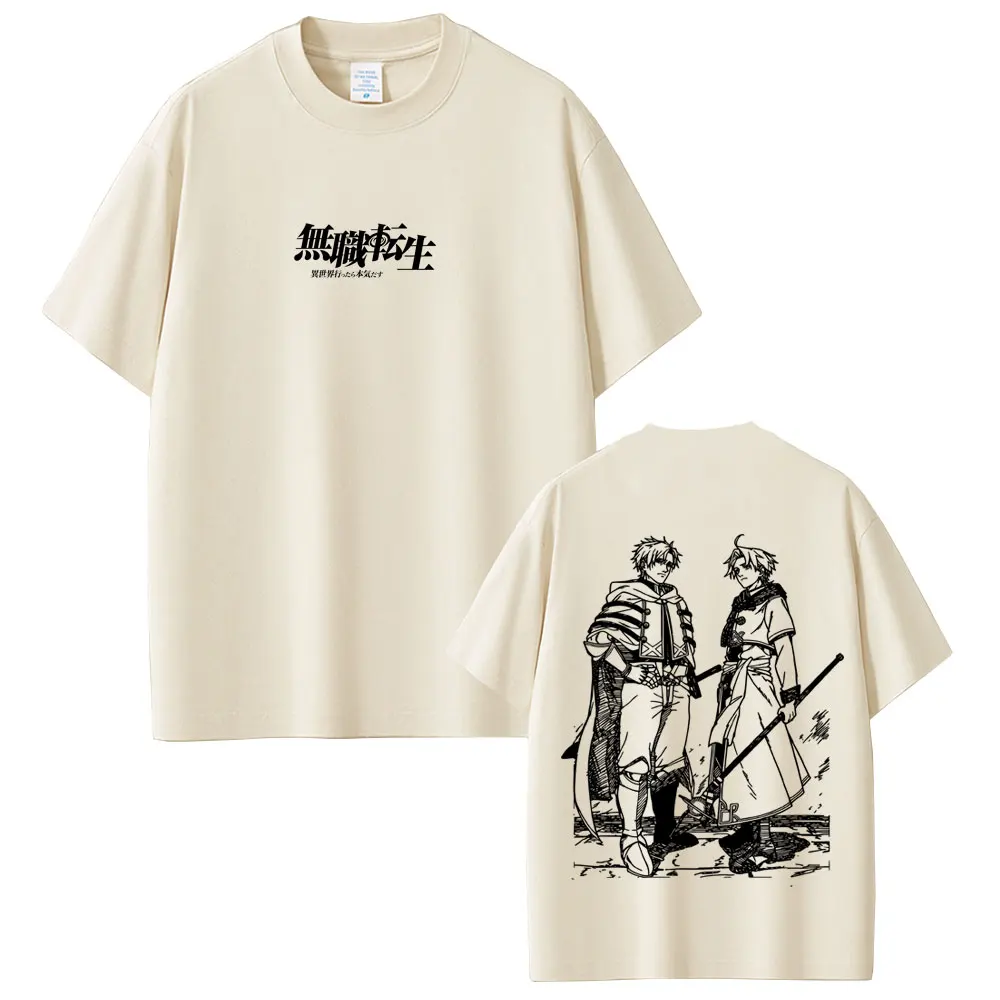 Anime Mushoku Tensei Jobless Reincarnation Paul Greyrat Rudeus Greyrat T-shirt Men Women Vintage Oversized Short Sleeve T Shirt