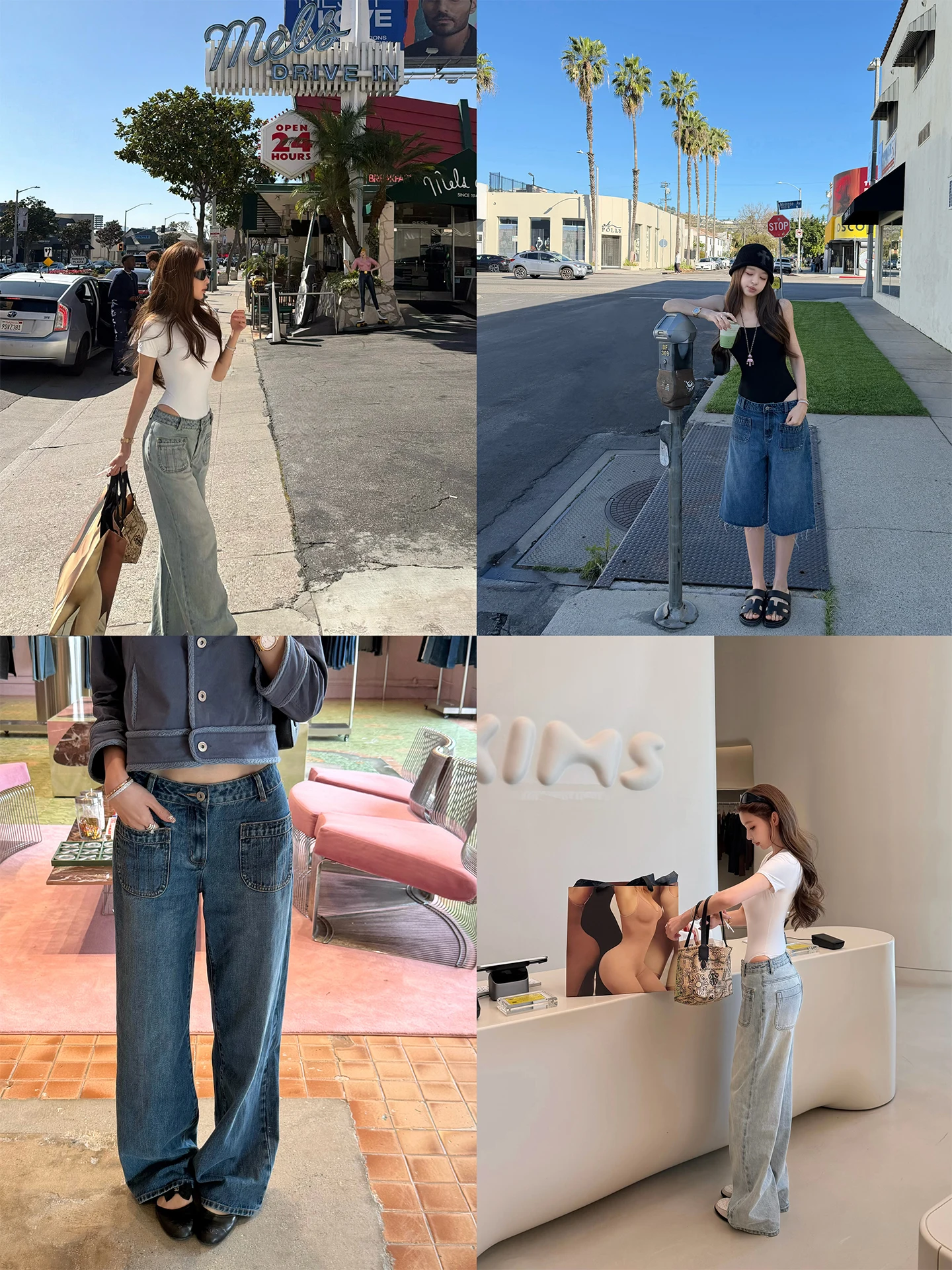 

Good Morning Fanfan Low Waist Superb Waist Hip Ratio ket Car Line Loose Jeans Long Pants Jeans Mid-Length Straight Leg Jeans