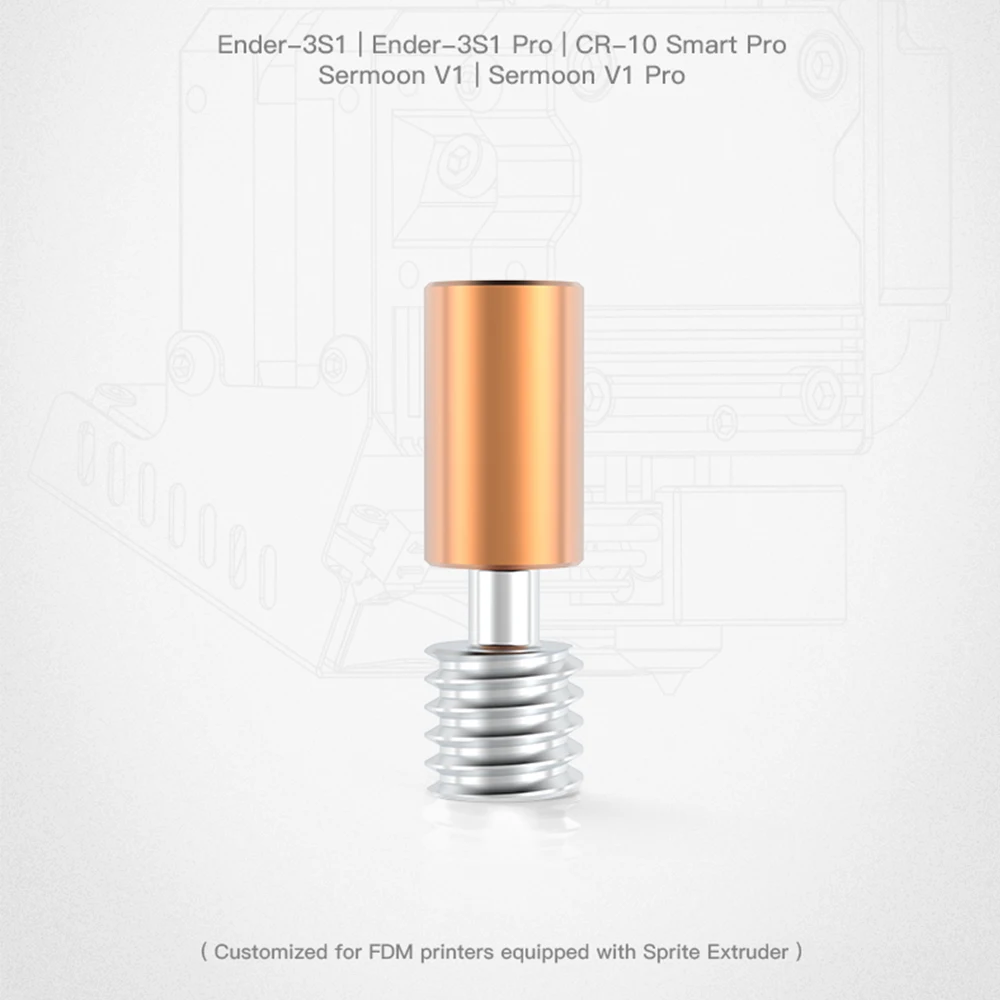CREALITY 3D miedź stop tytanu gwintowana tulejka dostosowana do drukarki FDM z wytłaczarką Sprite Ender-3S1/3S1 PROCR-10 Samrt Pro