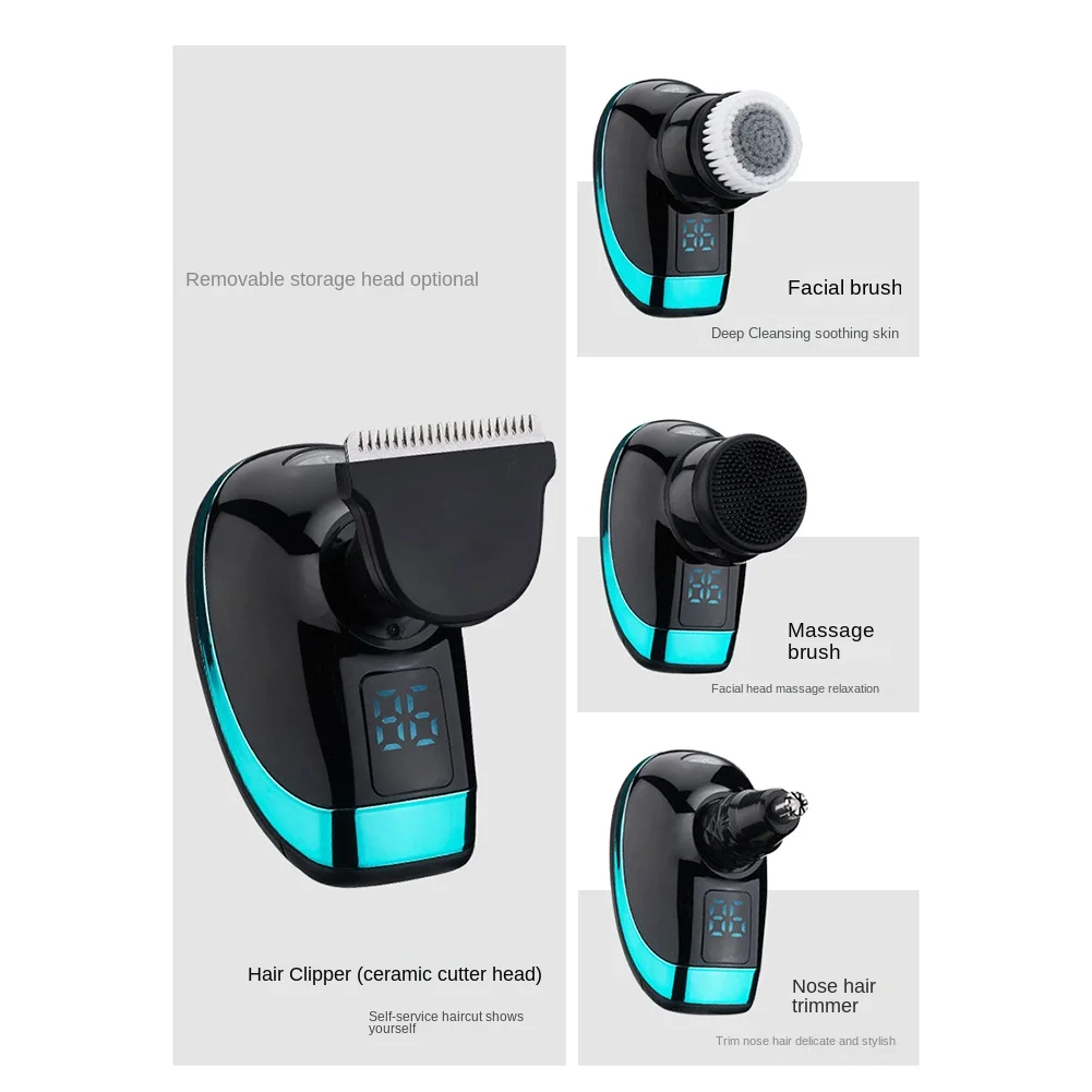 Kit de aseo múltiple para hombres y cuerpo, Afeitadora eléctrica con pantalla Digital, recortadora de pelo y barba, afeitado en seco y húmedo B