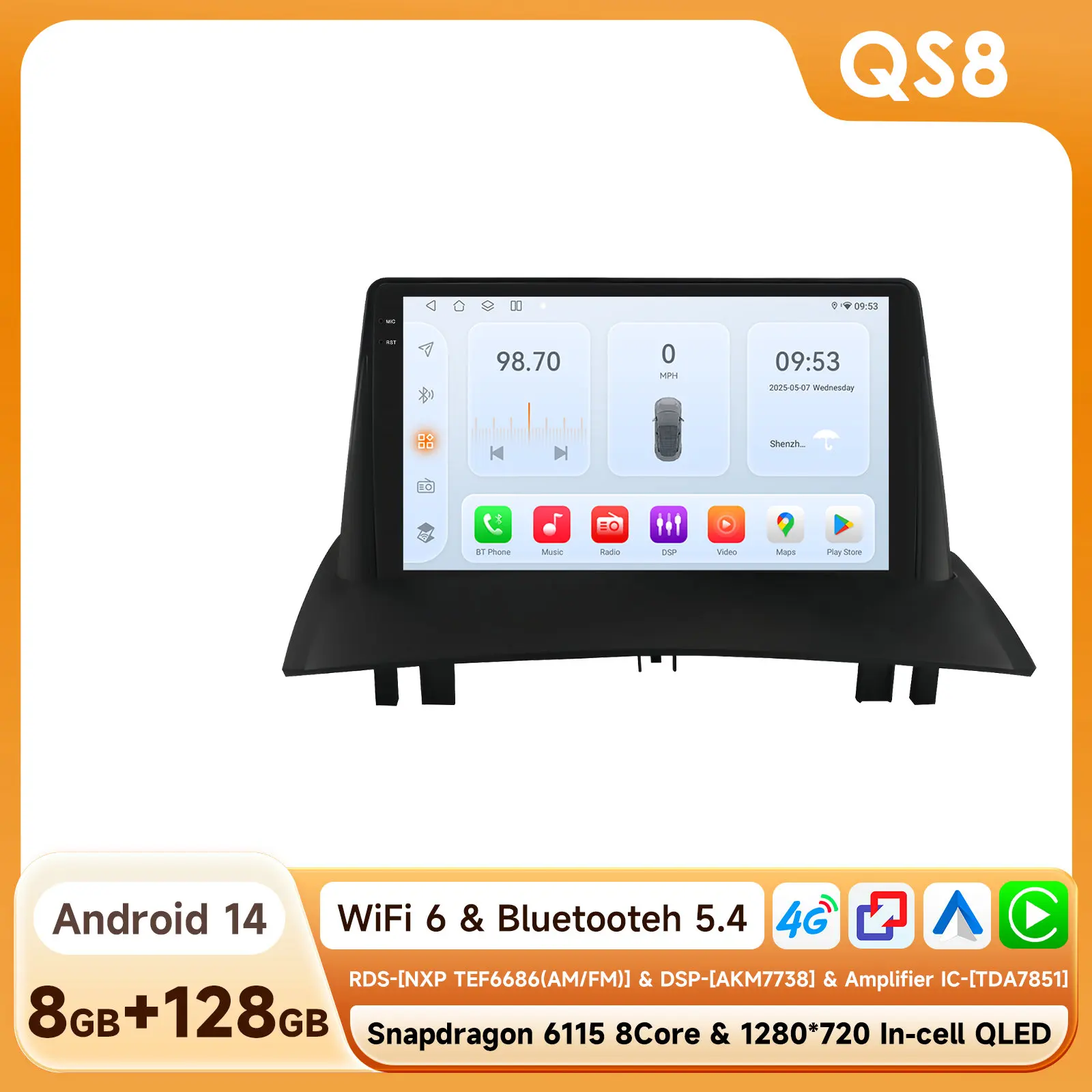 2din Autoradio Intelligente Autoradio voor Renault Megane 2 2002-2009 Auto Multimedia Speler Draadloze CarPlay Audio Stereo scherm