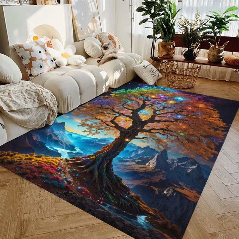 3D Tree of Life Nature Viking Yggdrasil Norse Rug Carpet for Living Room Bedroom Decor,Non-slip Decoration for Sofa Doormat Gift