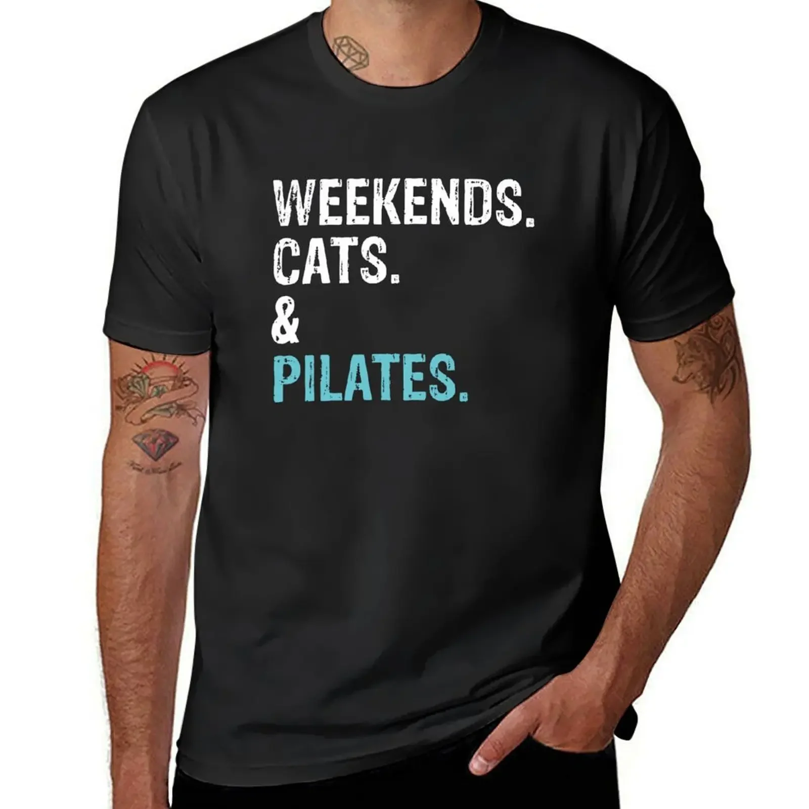 

Футболка Weekends Cats and Pilates Lover, милая подарочная футболка, футболка с аниме, синие арховные футболки в тяжелом весе для мужчин