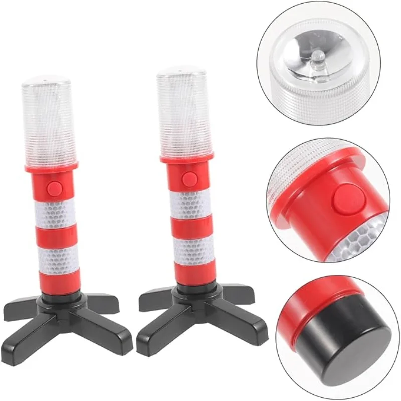 2pcs Warning Light Magnetic Flashlight Emergency Roadside Flares Telescopic Baton Beacon Safety Strobe Light Signal Alert Lamps