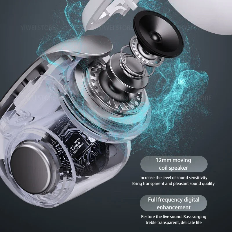 V12 Open Ear Clip Headphones True Wireless Earbuds Bluetooth 5.3 Sports Earphones Waterproof TWS Gaming Headest With Mic