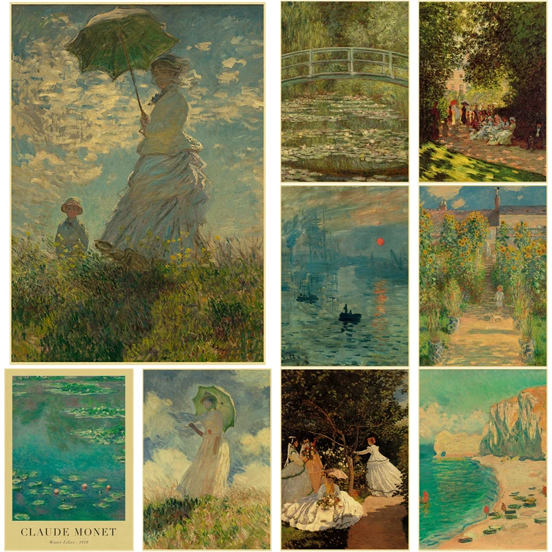 Claude Monet plakat z grafiką obraz olejny z krajobrazem plakaty z nadrukami Retro malarstwo obraz dekoracje ścienne sztuki w stylu Vintage w domu