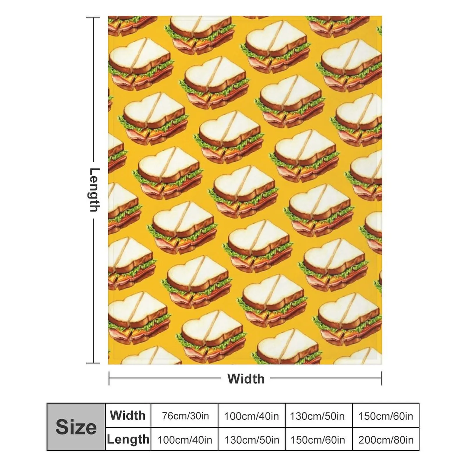 Ham Sandwich Pattern Throw Blanket