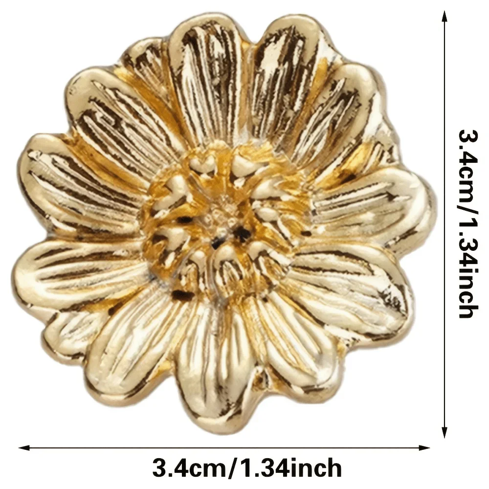 5PCS Floral-shaped drawer pull, alloy decorative kitchen cabinet drawer handle, golden flower handle