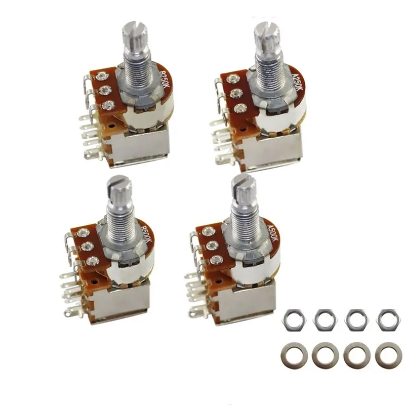 AED4-2Pcs Ohm Push Pull Potentionmeter Brass Metric Split Standard Shaft Volume Tone Switch Electric Guitar