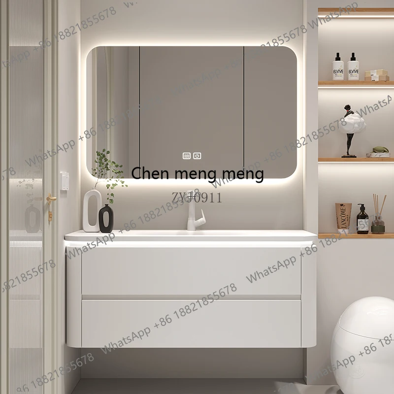 

Bathroom cabinet combination ceramic integrated basin bathroom custom wash basin side storage